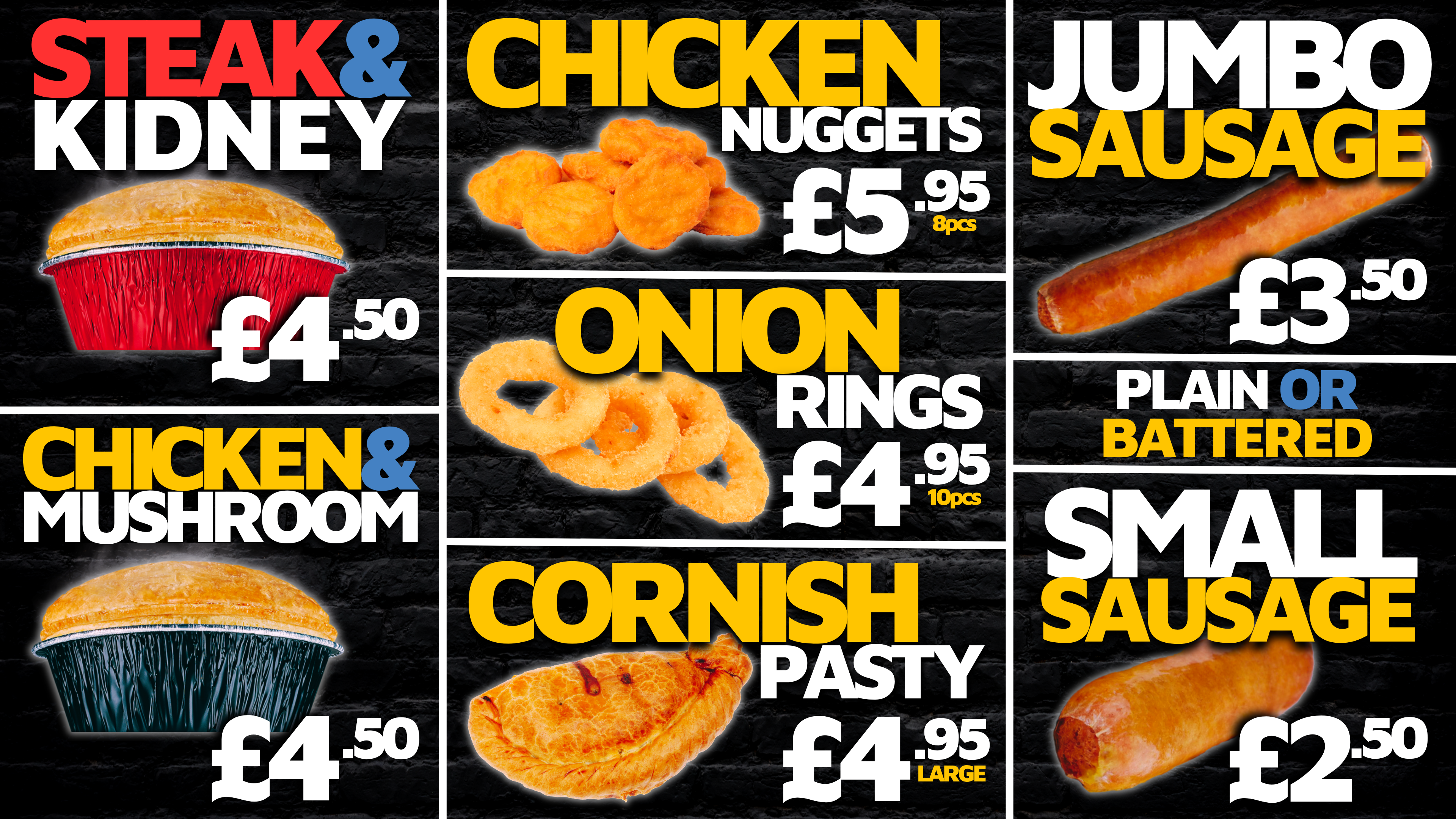 Chip Shop Classics Menu